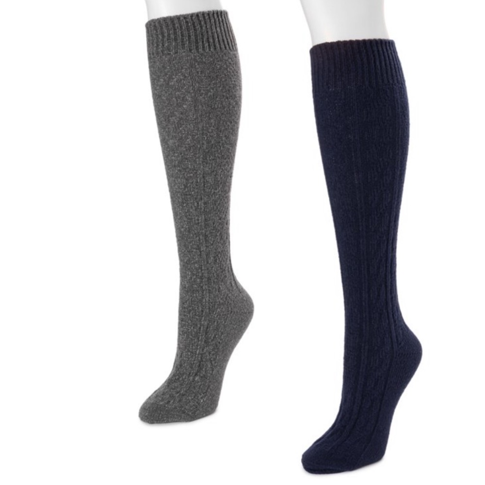Navy blue and gray Muk Luks women’s knee high socks NWT size 6-11